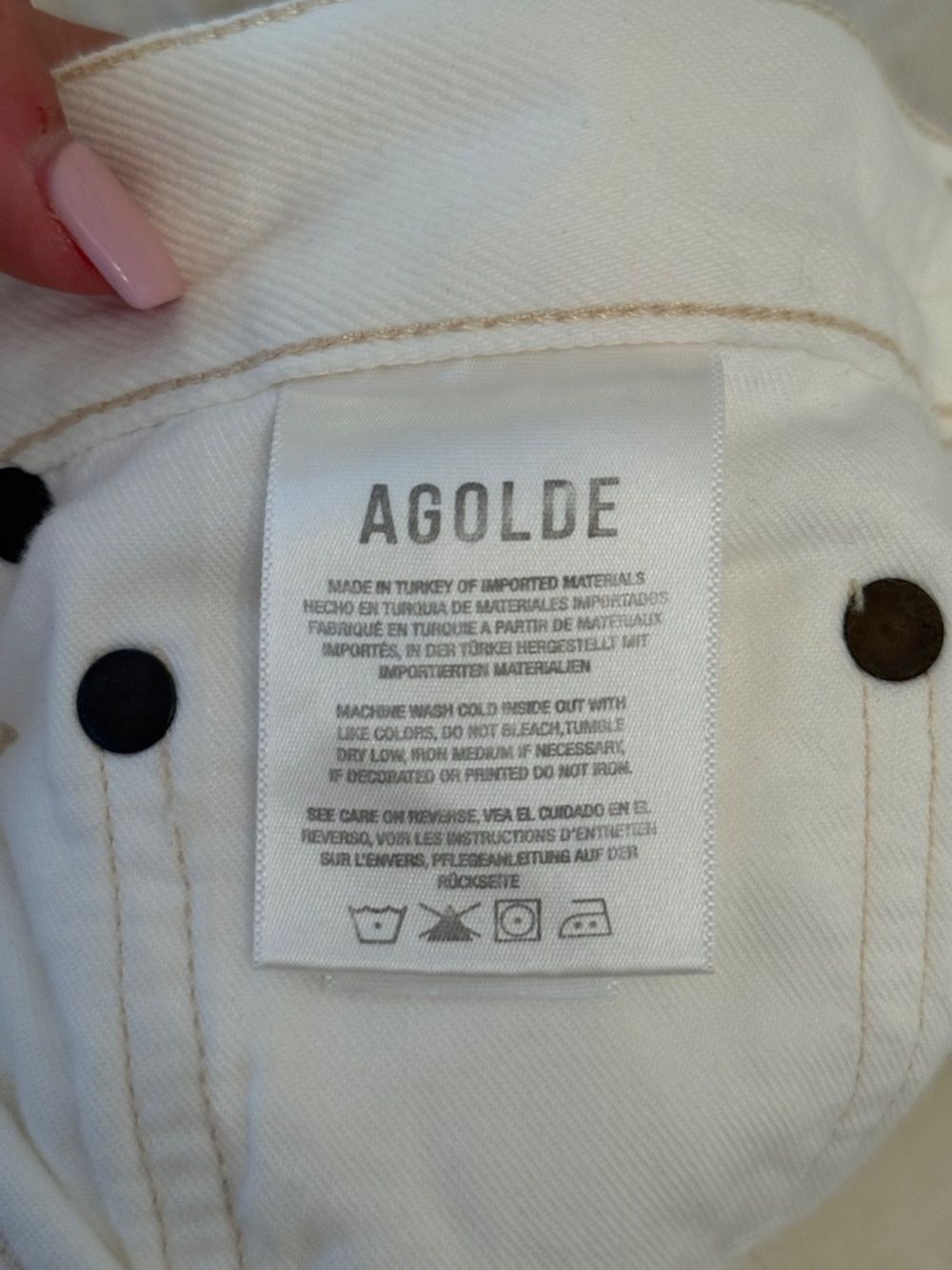 AGOLDE Riley High Rise Straight Crop Jeans Veil White Distressed - Picture 6 of 7